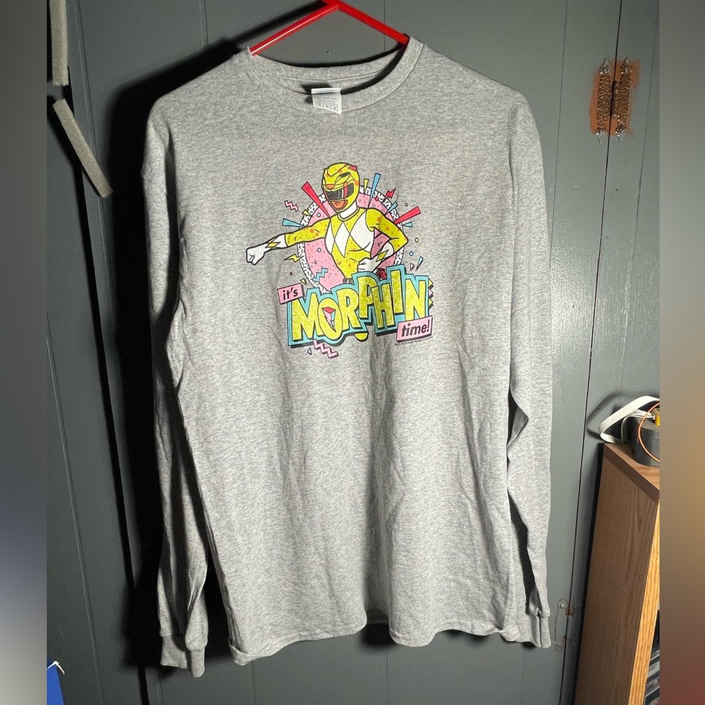 Men's Power Rangers Morphin Yellow Long Sleeve Graphic Tee
